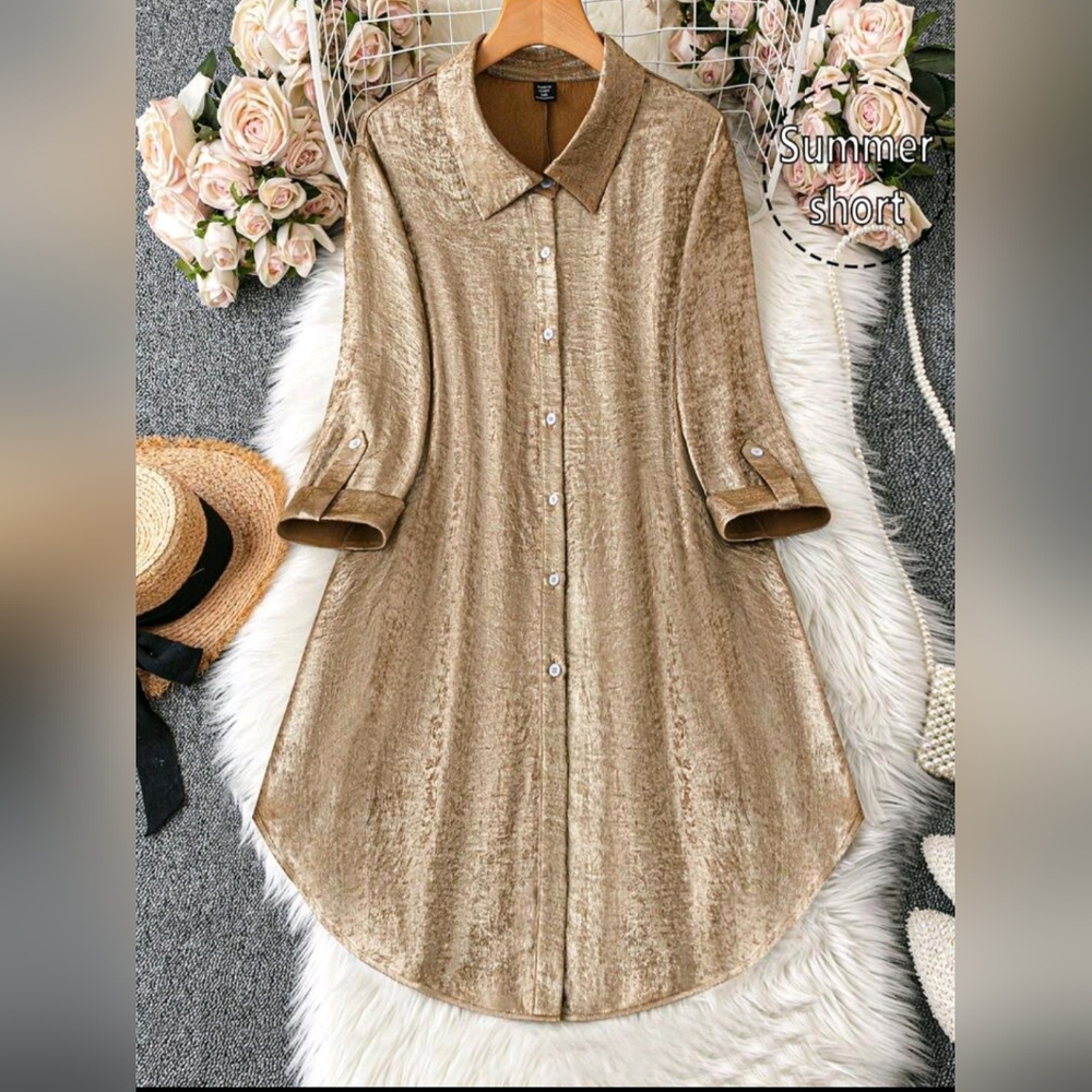 Gold Shirt Dress